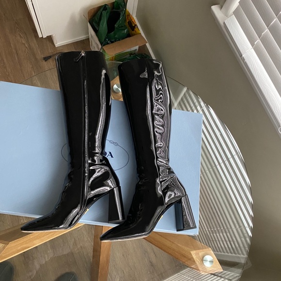 PRADA Square Toe Patent Leather Boots (Knee high) - Picture 8 of 10